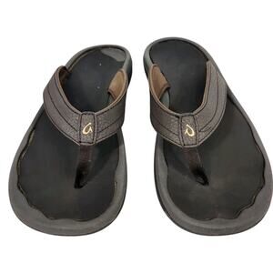 OLUKAI OHANA WOMEN BROWN FLIP FLOPS COMFORTABLE THONG SANDALS SIZE US 9